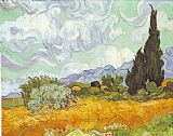Cornfield Canvas Paintings - Cornfield with Cypresses